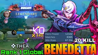 20 Kills Benedetta Insane 8,300  Matches - Top 1 Global Benedetta by ❖ᴛʜᴇᴀ. - Mobile Legends