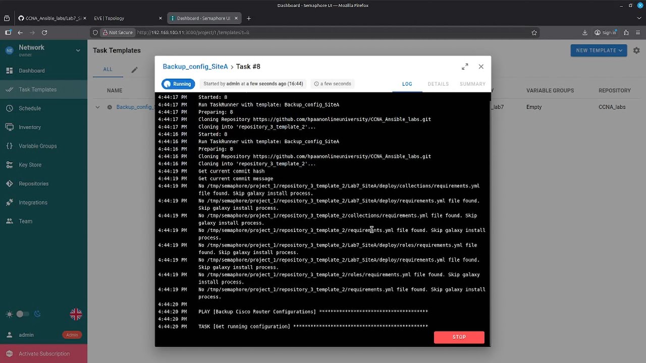 lab10 semaphore ansible with GUI - YouTube