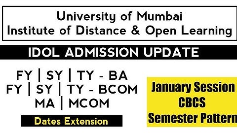 IDOL ADMISSION DATES EXTENDED | January Session| Ashish Sir