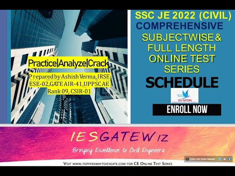 SSC JE Civil 2022 Tier-1 Exam Comprehensive Online Test Series(CBT)||Subjectwise & Full Length Paper