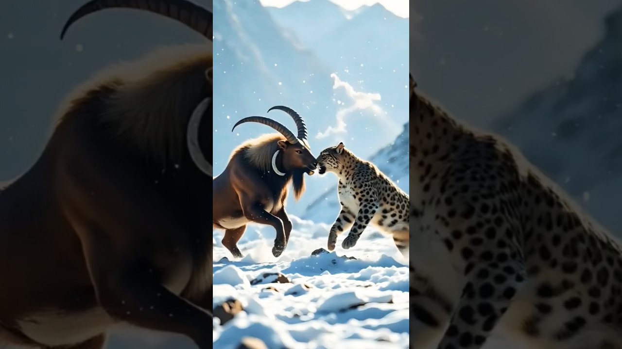 Markhor Vs Snow Leopard 🐆 Fighting Video 