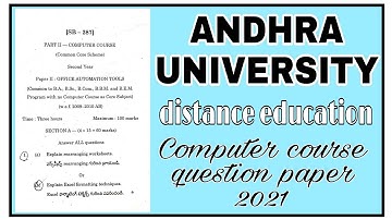 B.A / B.S.c/ B.Com/ B.B.M/ B.E.M second year COMPUTER COURSE QUESTION PAPER 2021|| ANDHRA UNIVERSITY
