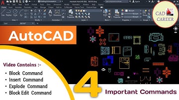 AutoCAD [2021] 2D COMMAND [ BLOCK INSERT EXPLODE BLOCK EDIT ] AutoCAD Beginners | CAD CAREER
