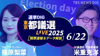 【LIVE】東京都議会議員選挙2025　都民ファーストの会が第一党へ　自民・公明は議席減らす見通し　開票速報＆データ分析【選挙DIG】｜TBS NEWS DIG