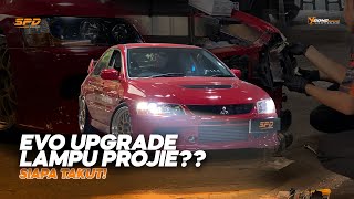 EVO JDM UPGRADE LAMPU PROJIE? | MITSUBISHI EVO 9 UPGRADE PROJECTOR HEADLAMP!
