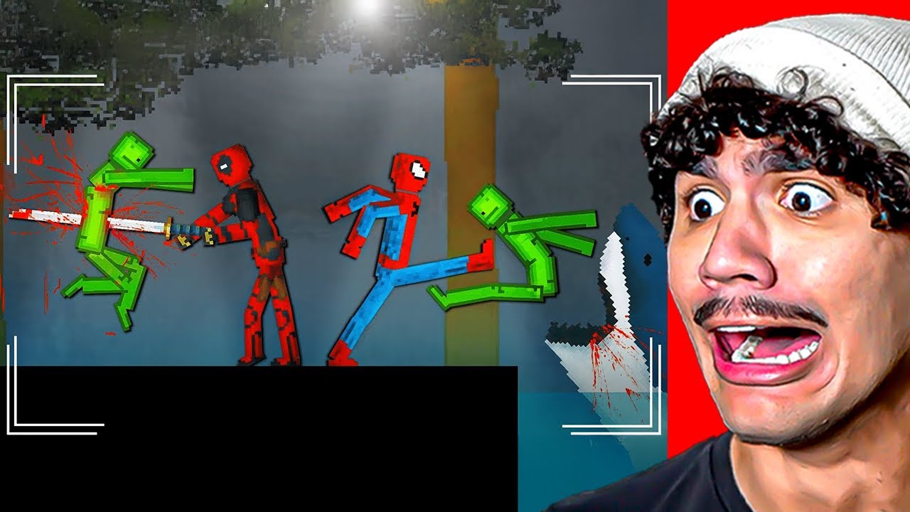 Reagindo a Homem-Aranha e Deadpool vs Inimigos em Luta Total no People Playground