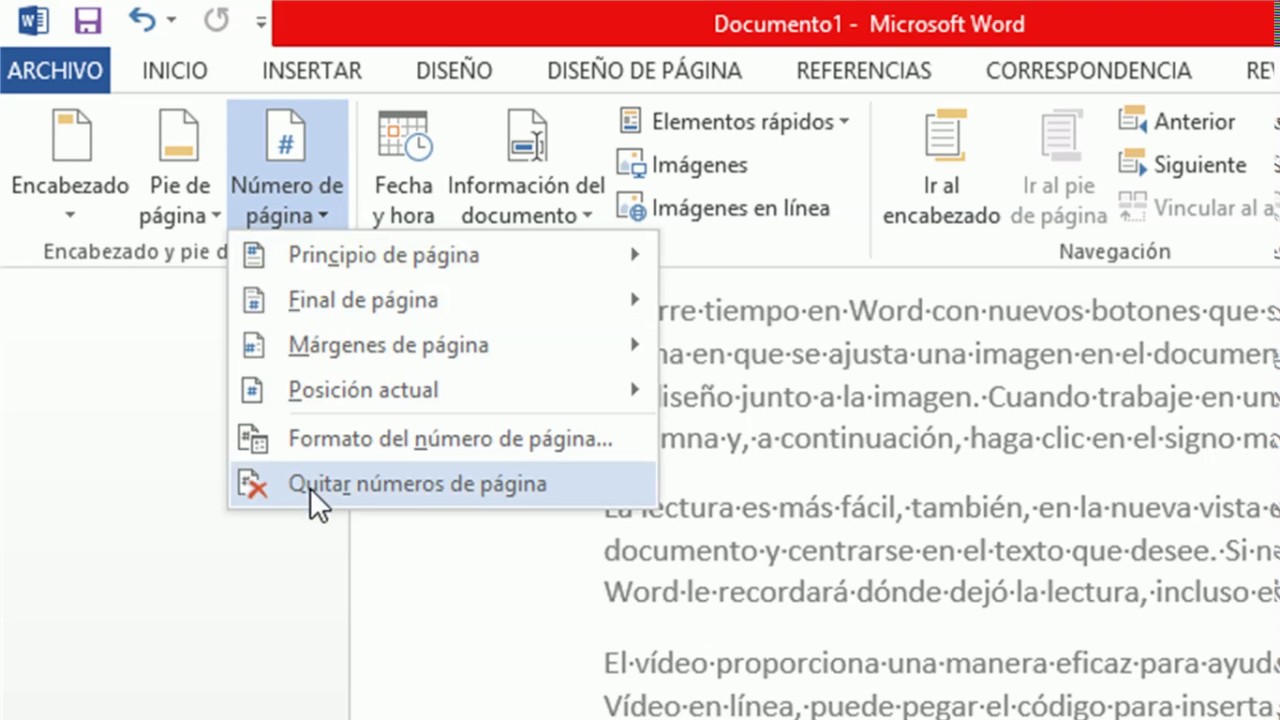 Insertar número de página en word