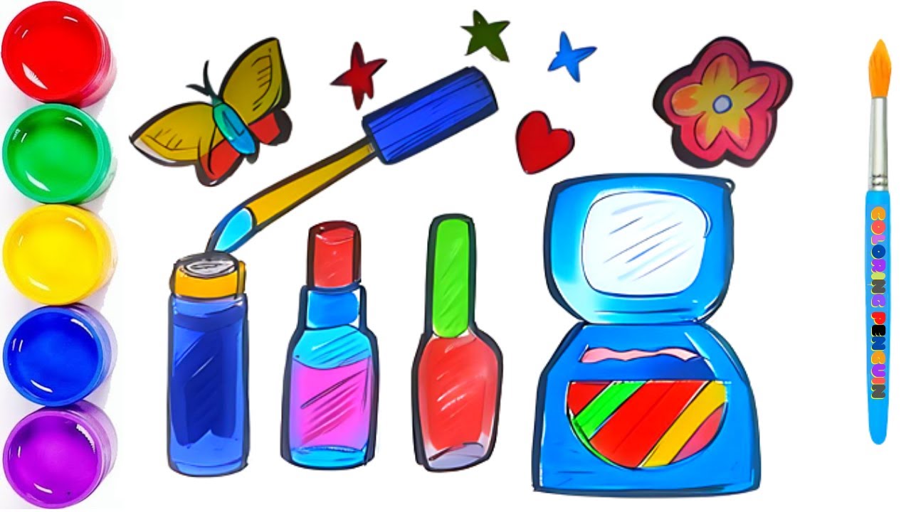 How to Draw Make Up Set Drawing, Painting, Coloring for Kids & Toddlers