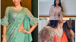 Latest ruffle blouse designs 2021 || Ruffle sleeve blouses designs for modern saree