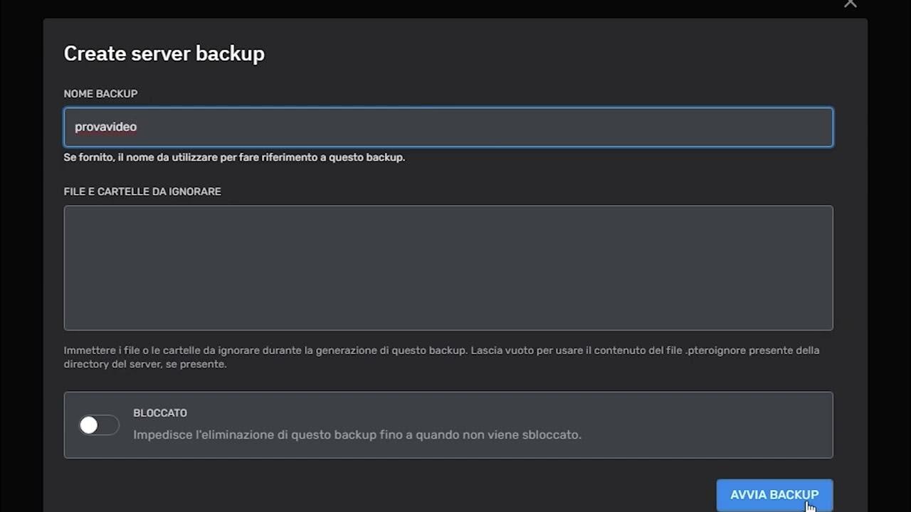 Come effettuare un backup e poi ripristinarlo (pterodactyl) - YouTube