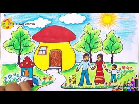 Vẽ tranh Ngôi nhà mơ ước của em/How to draw My dream house - YouTube