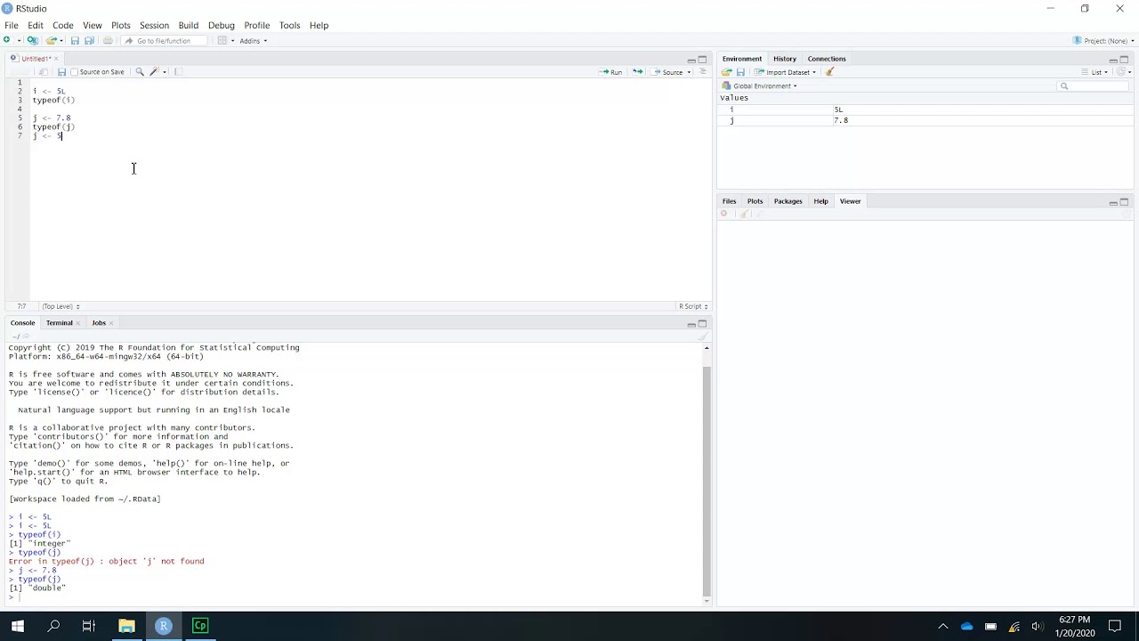 Integers, Doubles and Character variables in R - YouTube