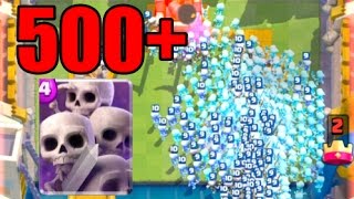 Clash Royale - 500+ MASS SKELETONS - OVERFLOW (WORLD RECORD?) MOST Skeletons On Map! Skeleton Army!