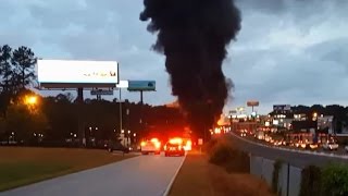 Raw video: Fiery crash closes Interstate 26 in SC