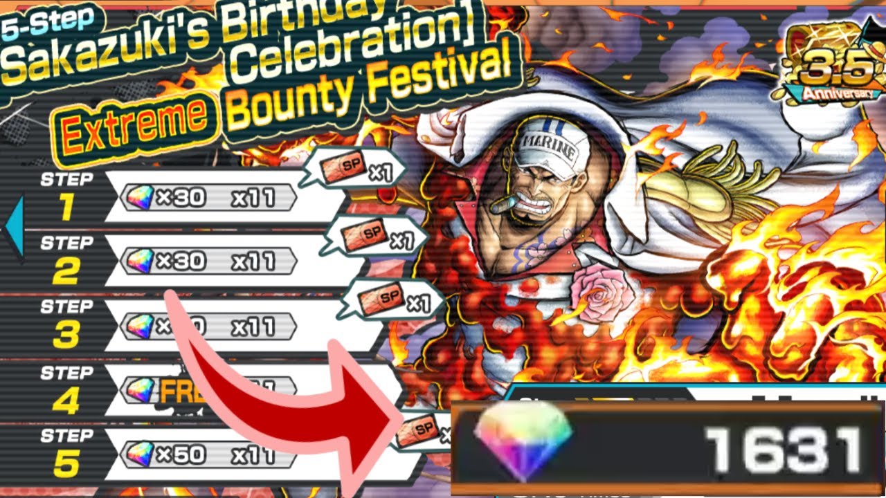 EX AKAINU RETURNS AKAINU BIRTHDAY SUMMONS ONE PIECE BOUNTY RUSH OPBR