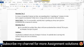 PHY 101 Assignment No.1 Solution Spring 2020|Ahmad Raza