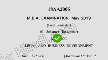 2019 Dcrust MBA 1st Sem Reappear legal & Business Enviornment Question Paper