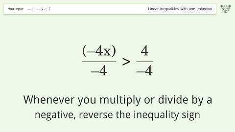 Solving Linear Inequalities: -4x+3 is Smaller Than 7