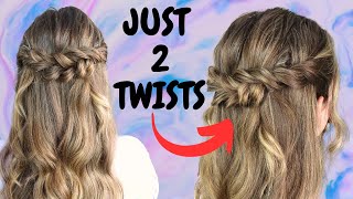 EASY half up half down hairstyle  |  quick twisted half up half down hair tutorial