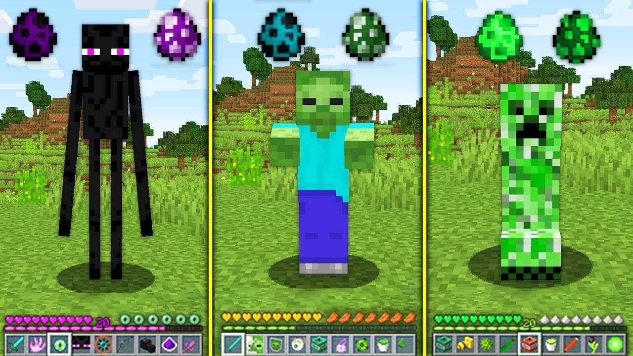 How To Play Mobs from Eggs in Minecraft - Zombie Enderman Creeper - YouTube