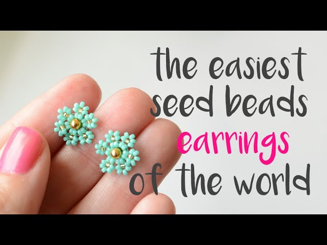 DIY seed beads stud earrings. How to make beaded earrings. Jewelry making 