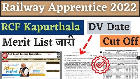 Railway Apprentice Merit List 2022, RCF Kapurthala Apprentice Merit List 2022