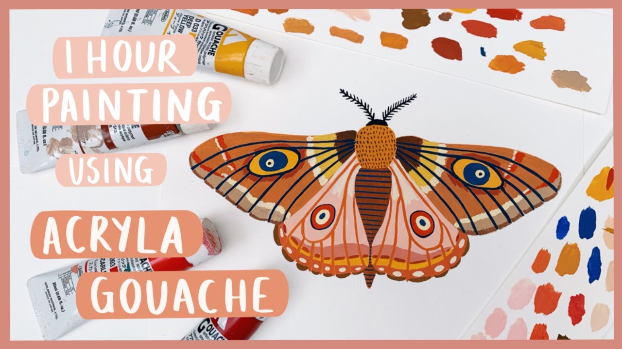 ACRYLA GOUACHE ILLUSTRATION | Timelapse Moth Painting