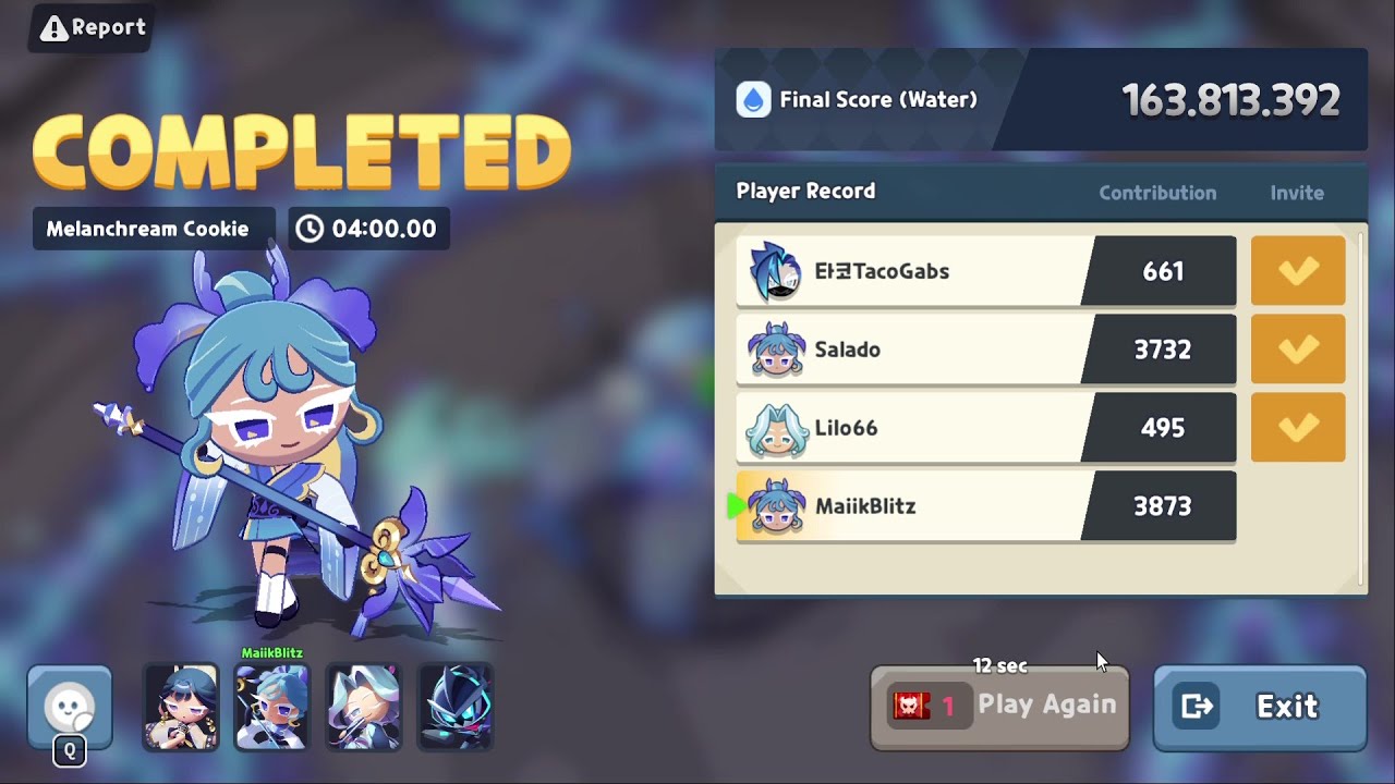 CookieRun Tower of Adventures | Champion Raids | 163.8M Water Team