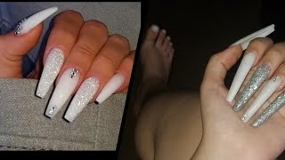 White Glitter Sculpted Nails Tutorial