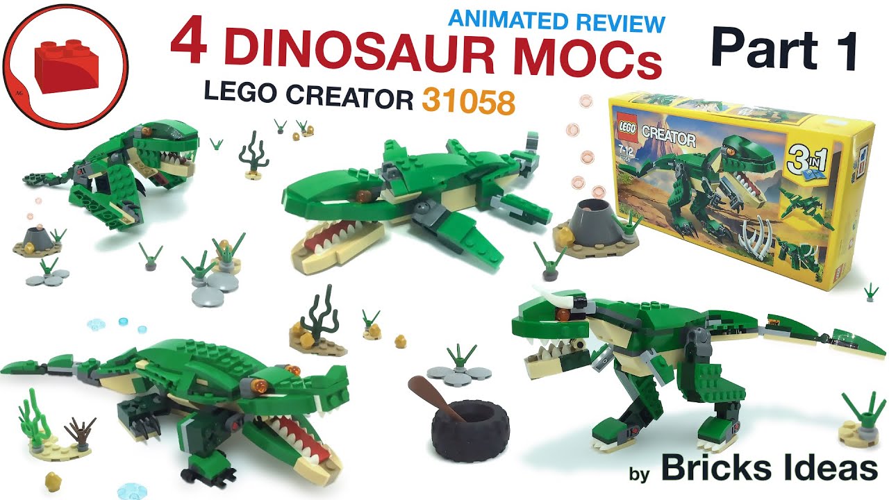 Lego Dinosaurs from Creator 31058 - Part 1 - Animated Review & Quick  Building 