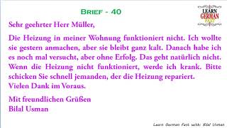 Learn German With Bilal German Brief 40 A1 A2 B1 B2 C1 C2 Youtube