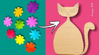 Cat​ wall​ hanging​ paper​ flower​ craft​ ​idea​s​|Best​ out​ of​ waste​ cardboard​ diy​ @AnndyDIY
