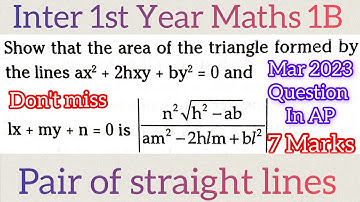 Area of triangle in pair of straight lines in telugu@maths naresh eclass