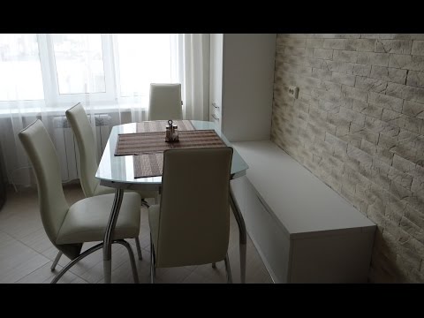 Угловая кухня со встроенной посудомойкой и стиральной машиной