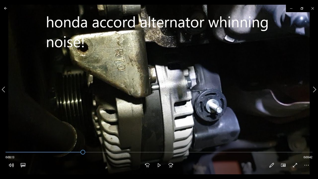 Honda accord 2009 3.5 L alternator whining noise - YouTube