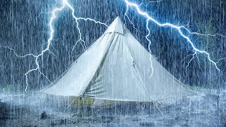 🎧Listen, Relax & Fall Asleep Instantly with Heavy Rain on Tent & Mighty Thunder Sounds at Night