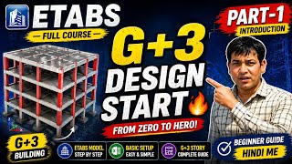 ETABS Me G+3 Building Design Kaise Kare? 🔥 Full Beginner Guide (Part-1 Hindi) #introduction
