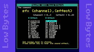 Sound Effects using the《sfx》command of Neo6502 BASIC ☆