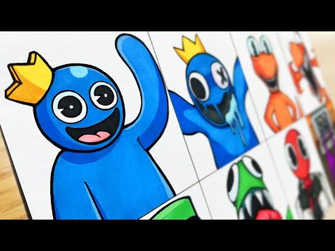 Drawing ROBLOX - Rainbow Friends BLUE in Different Styles 