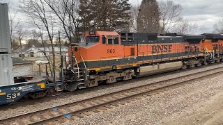 BNSF Intermodal Thunders off Westbound, Dash 9 Locomotive Trails 3rd! 1/16/2025