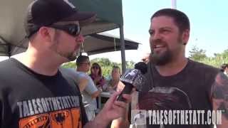 Josh talks tattoos at the Jimmy Buffett tailgate party at Jones Beach NY 2015
