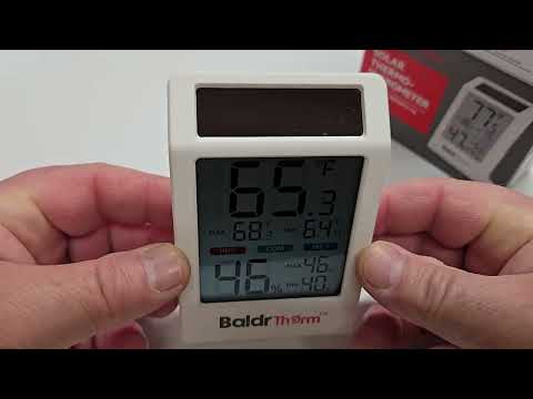 BALDR Indoor Thermometer Hygrometer, Solar Power with Battery Backup