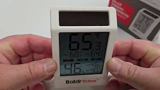 BALDR Indoor Thermometer Hygrometer, Solar Power with Battery Backup