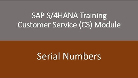 Video 09 - SAP S/4HANA Customer Service (CS) module Training : Technical Objects - Serial Numbers.