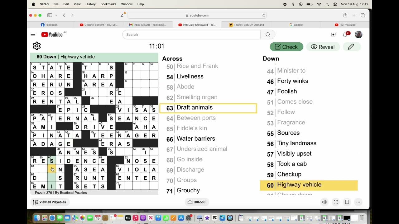 Daily Crossword Puzzle August 19 YouTube