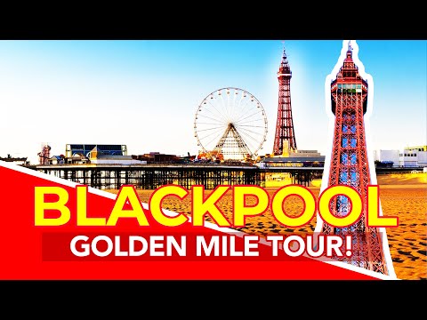 BLACKPOOL WALK | Blackpool Seafront walk from beach and Hotels to Blackpool Tower and the North Pier
