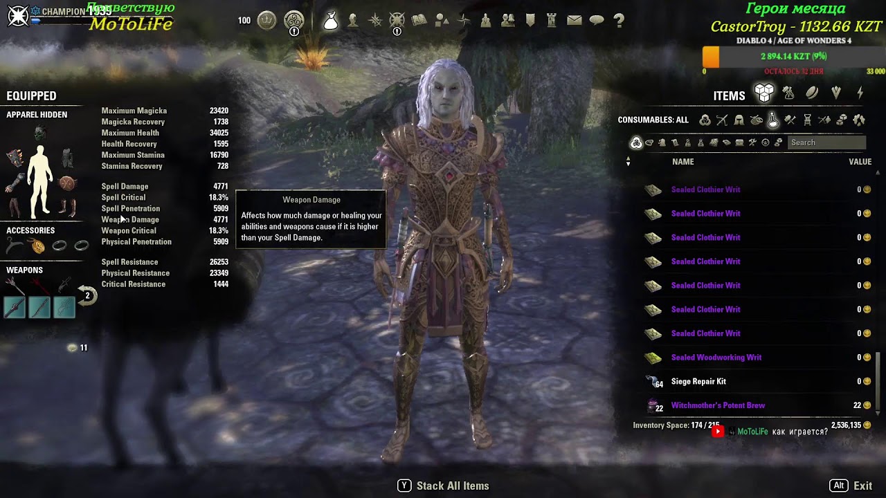 TESO pvp noProc/noCP Некромант- новая сборка, а так же игра за другие классы