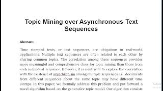 Topic Mining over Asynchronous Text Sequences