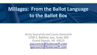 Millage Proposals and Campaign Finance Issues