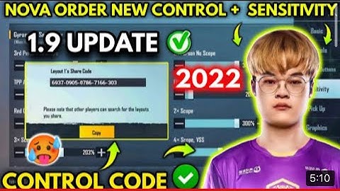 (2022) NOVA Order New 1.9 Control Code/NOVA Sensitivity Code/Bgmi/Pubg 1.9 Update New ||NV Order